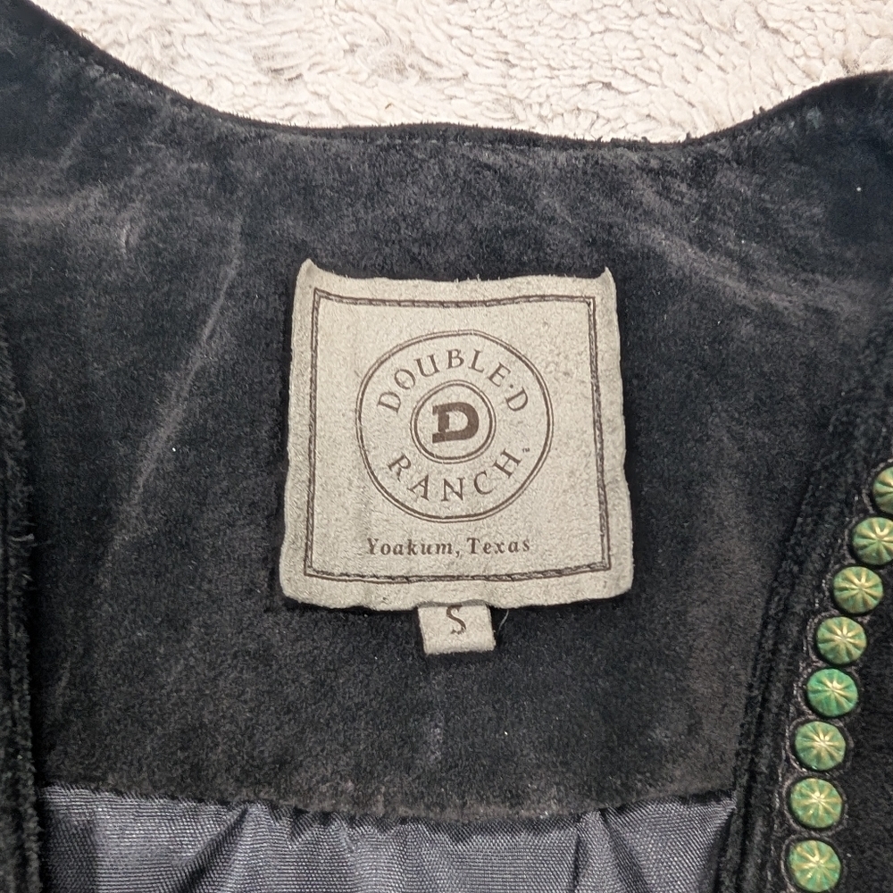 Double D Ranch Jacket Womens S Black Leather Suede Bronze Studded Patina Western - Picture 4 of 10